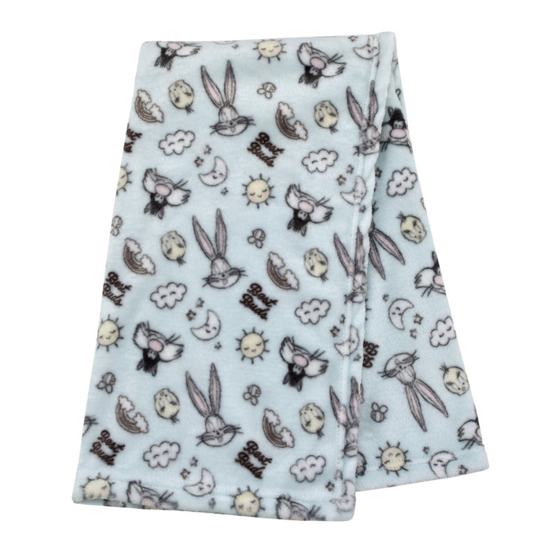 Couverture pour bébé super douce NoJo Warner Bros. Looney Tunes Best Buds, bleu pastel, jaune et blanc