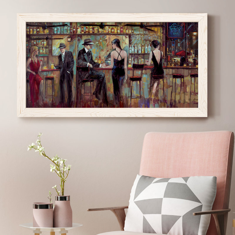 Happy Hour - Reproduction d'art textuel sur toile encadrée, Blanc