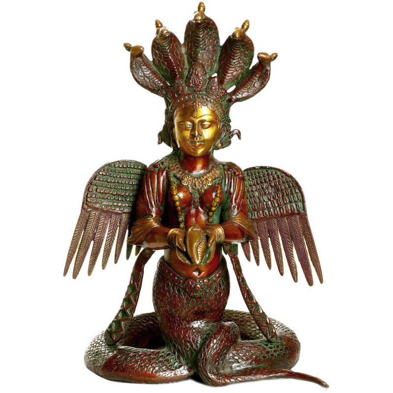 Figurine Naga Kanya, Brun / Rouge / Vert