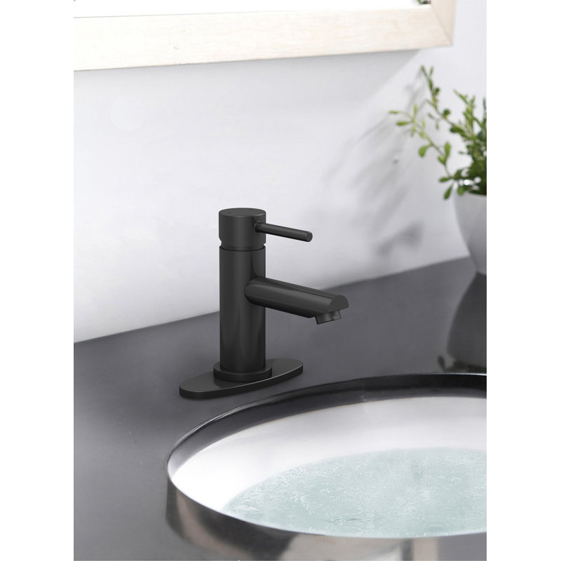 Single-handle Bathroom Faucet with Drain Assembly, Matte Black