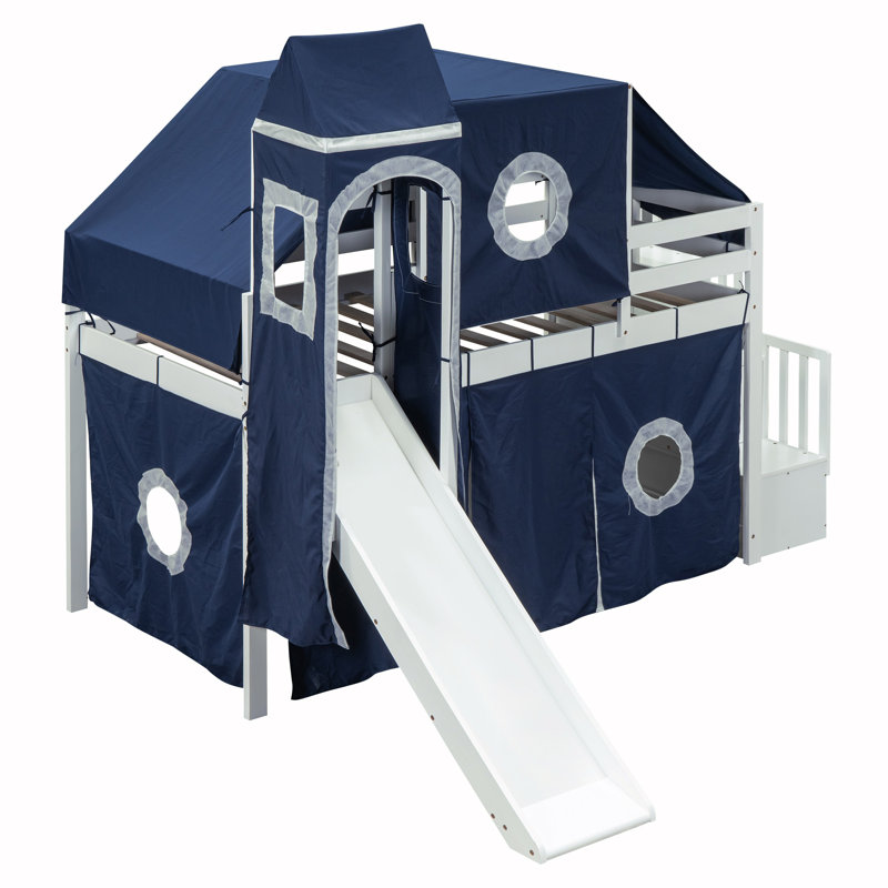 Lit plateforme avec rangement Homou, Lit simple, Bleu