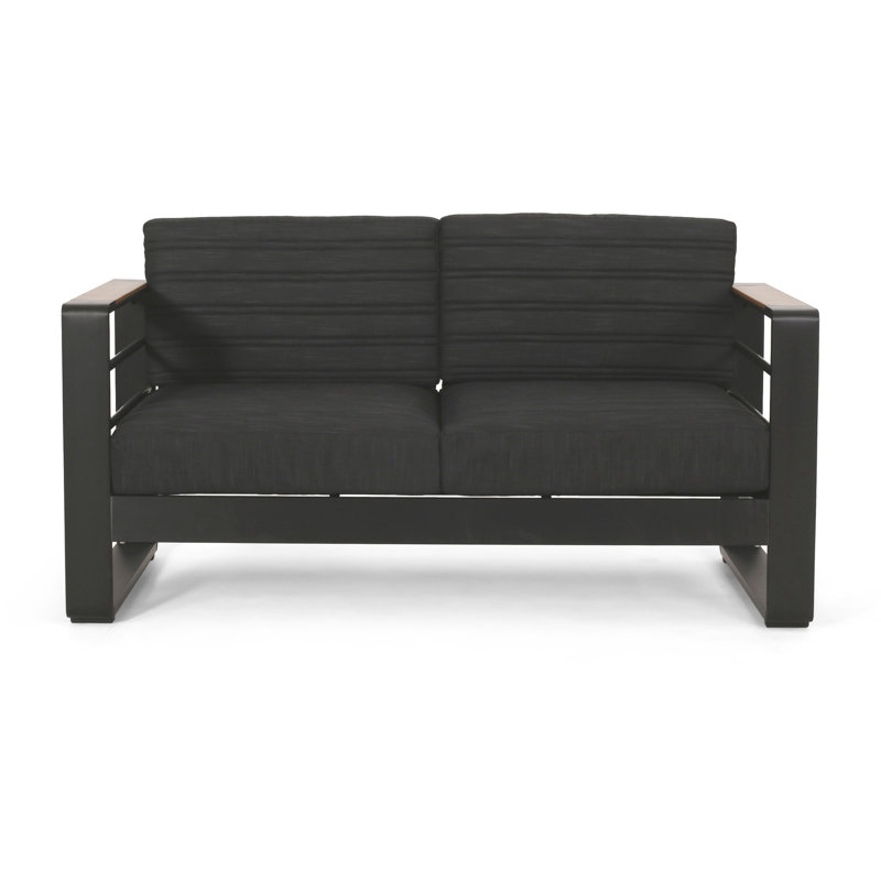 Aluminum Outdoor With Dark Cushions - Style Water- Cover And Horizontal Channel Tufting