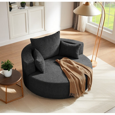 360° Swivel Chair Swivel Round Sofa Chair With 3 Removable Pillows
