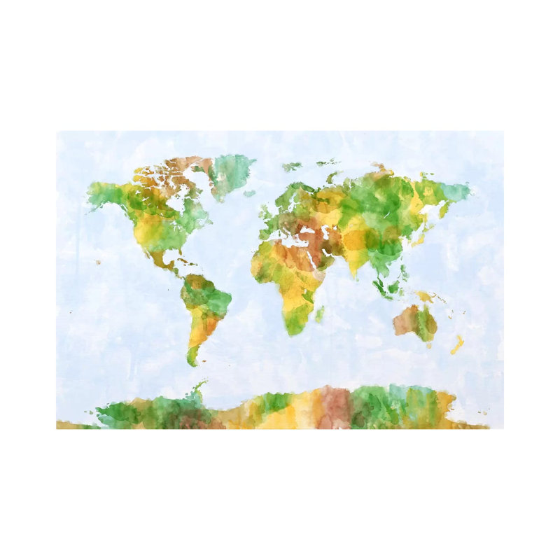 World Map (Green) by Michael Tompsett - Wrapped Canvas Print, 30.48 cm H x 45.72 cm W