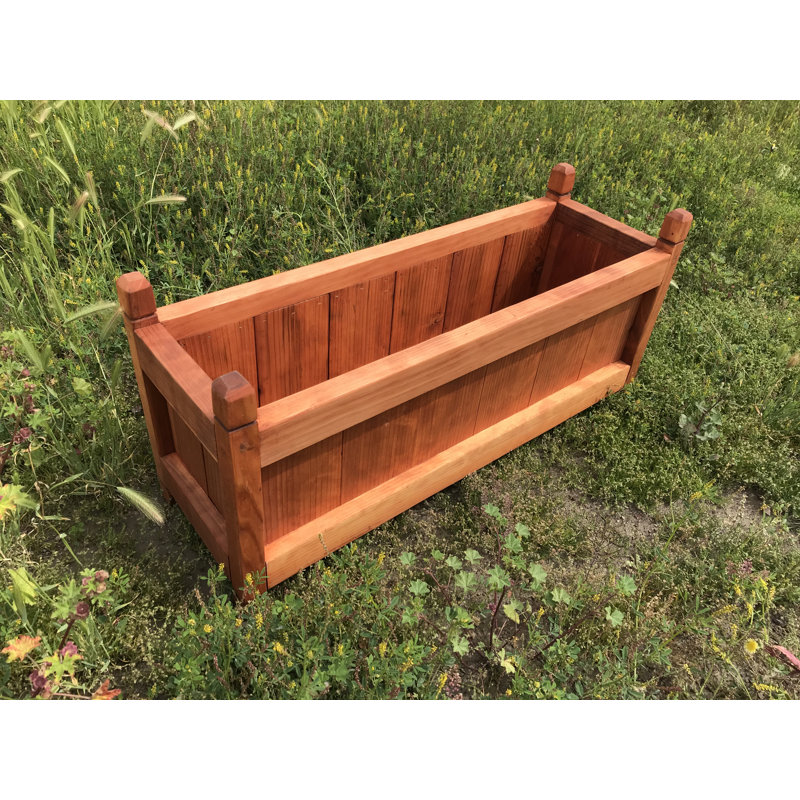 Pot à fleurs surélevé en bois, H 17 po x l 12 po x P 36 po, Séquoia cœur