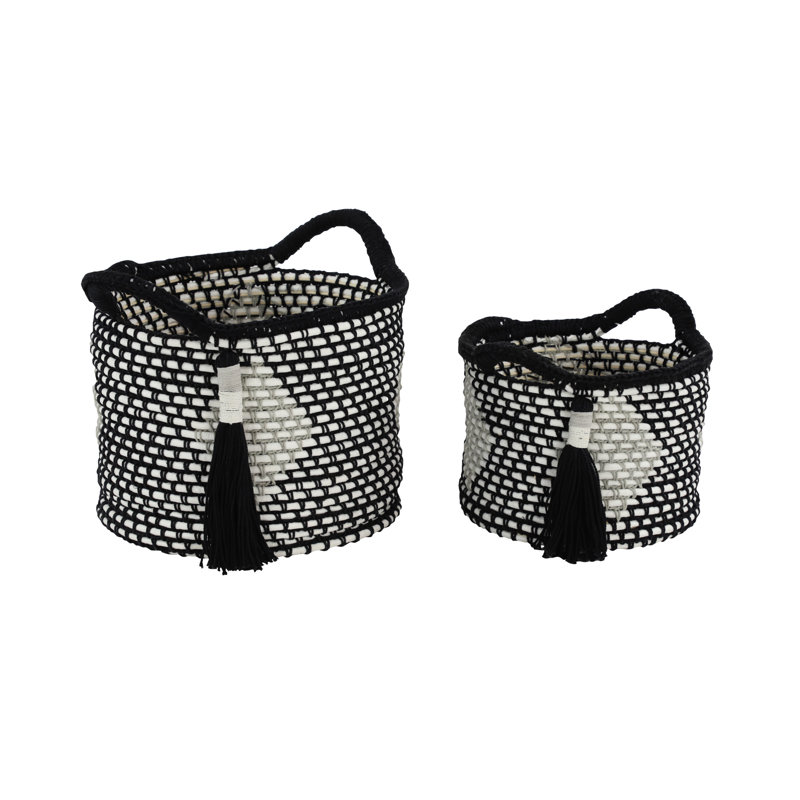 Ensemble de 2 paniers ronds en tissu, Noir