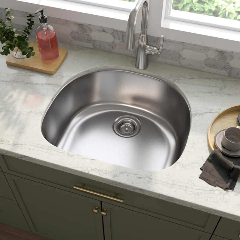 Évier de cuisine à cuve simple encastrable en acier inoxydable calibre 18 23 po x 21 po SleekSteel
