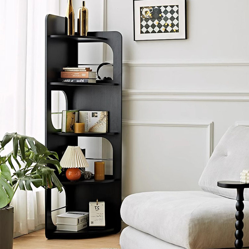 Armoire de coin noire en bois massif, Noir
