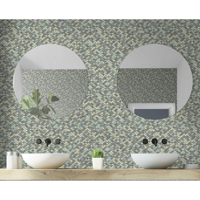 Papier peint Ivy Bronx Designs, Pistache métallique