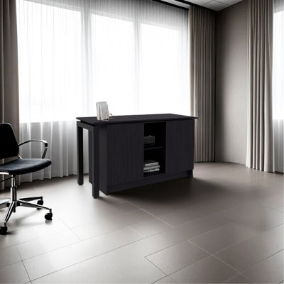 Computer Desk With Open Storage For Office, Contemporary Profile, High - Resistance , Finish, 59.4 Inches Wide, 42.9 Deep, 28.5 Modern Integrated Slee