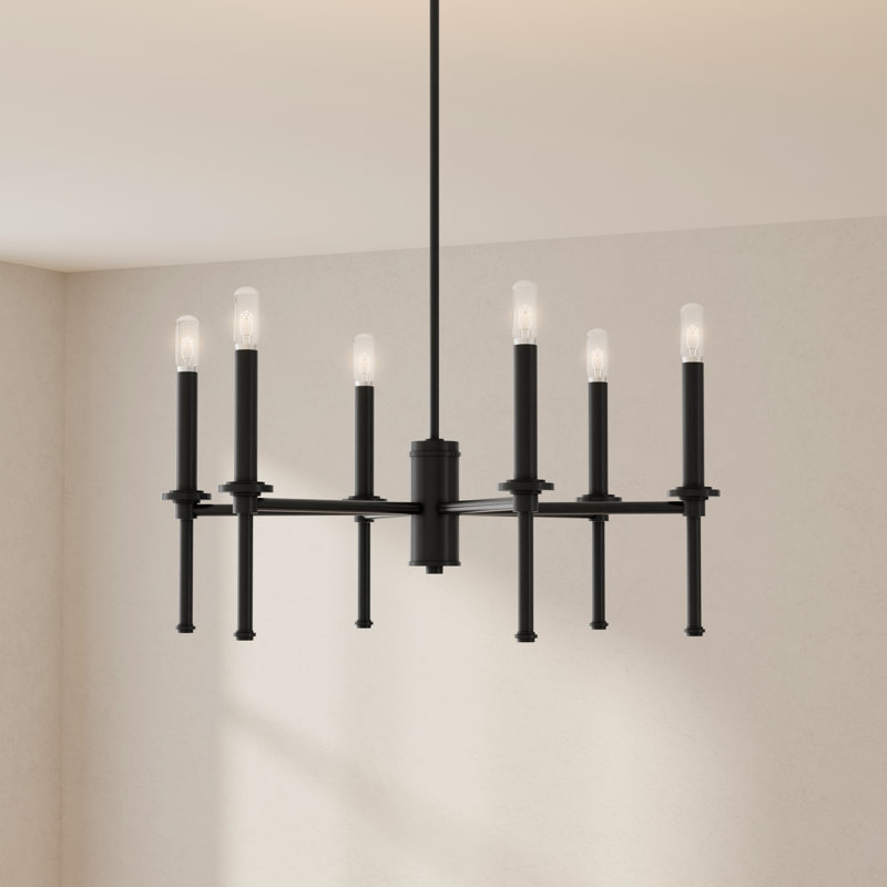 Nouveau lustre traditionnel à six lumières Towles, Noir mat