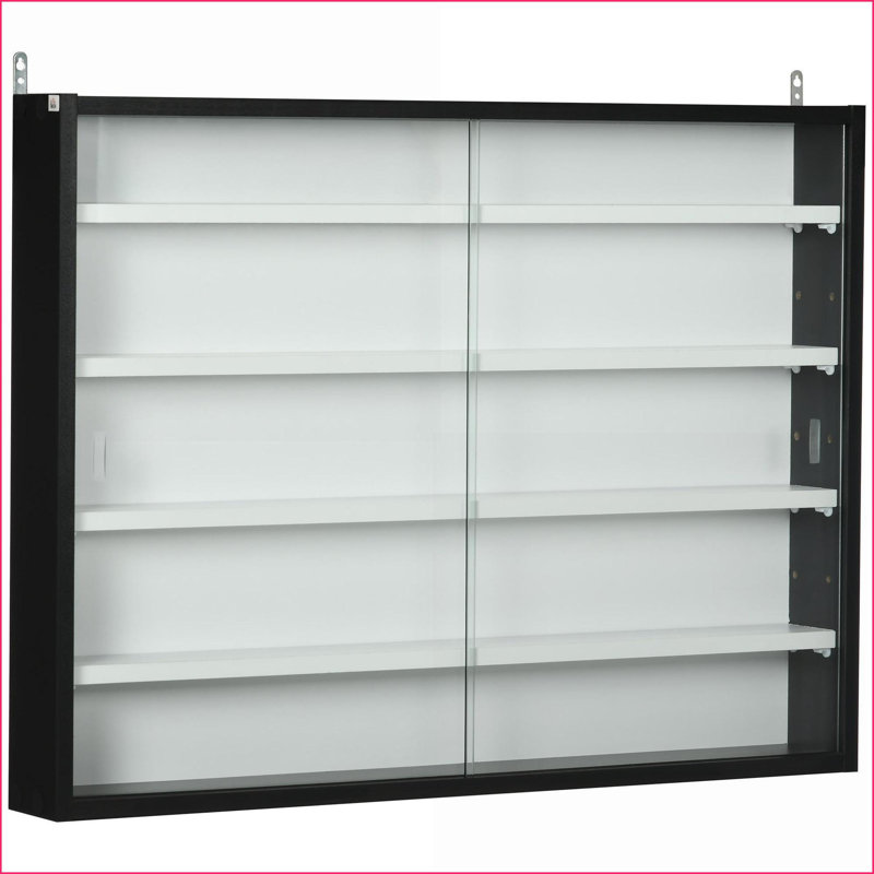Cabinets, vitrine à 5 niveaux avec 2 portes réglables, HOMcom, noir / blanc | Minimaliste | Panneau de particules