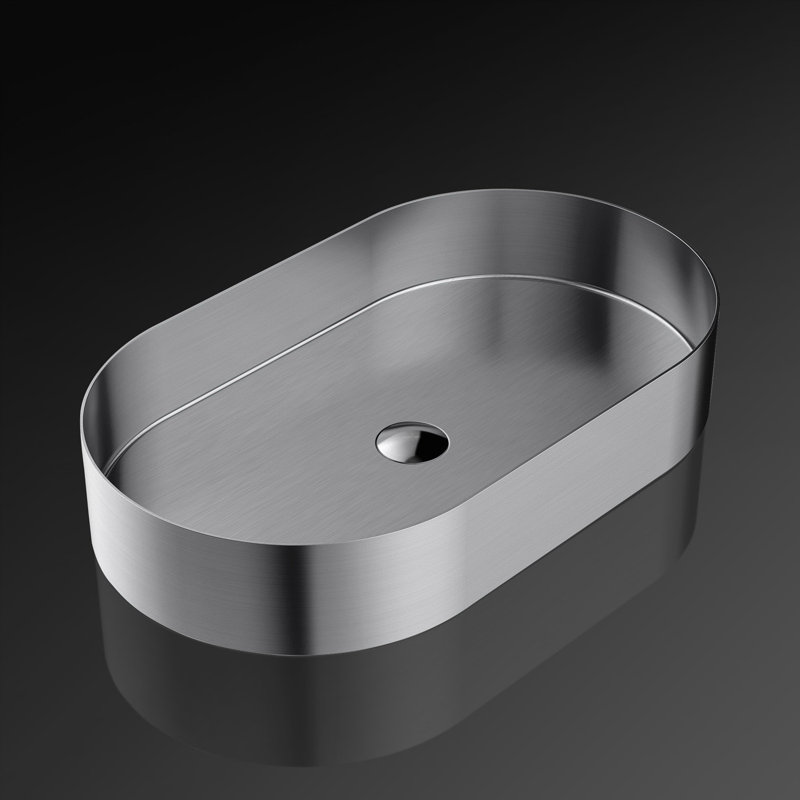 25.5'' L Bathroom Sink, Brushed Silver
