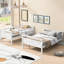 Lit simple superposé au-dessus d'un lit double pour l'espace de la chambre à coucher - Blanc et coffre-fort avec garde-corps inclus-429006559