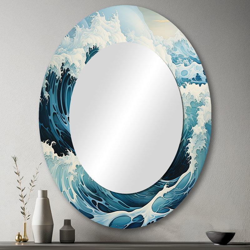 Miroir mural bleu sarcelle / océan, 43 po x 33 po