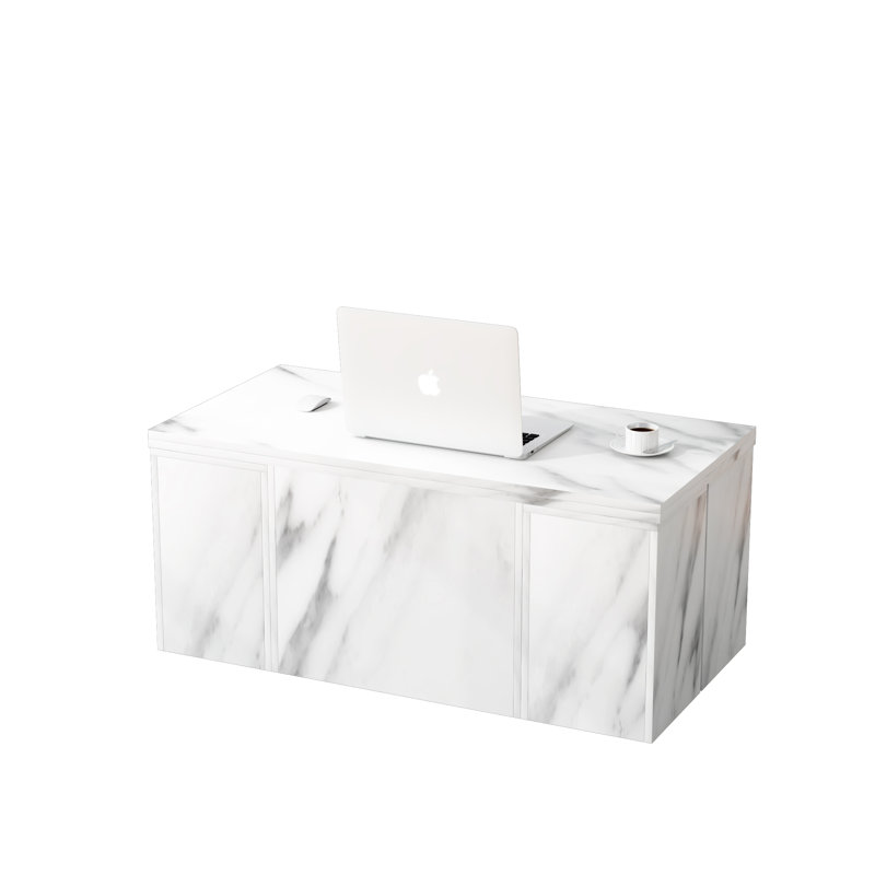 Hambling Lift Top Coffee Table,3 in 1 Multi-Function Coffee Table with 4 Storage Bench, White, Marble
