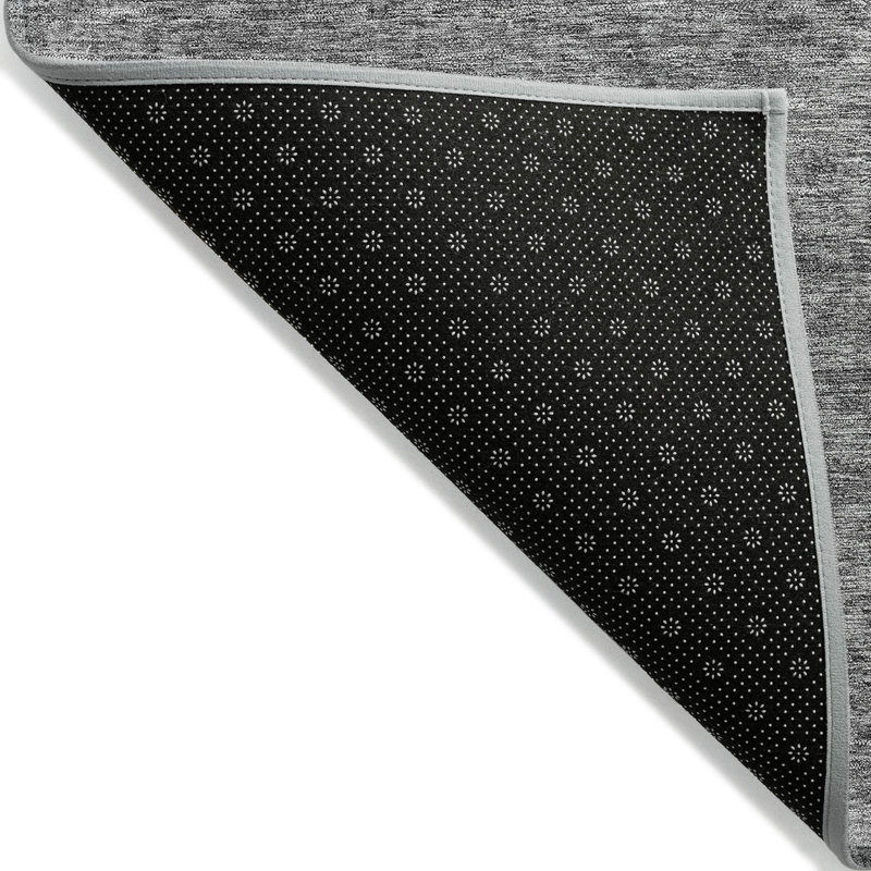 Gray Synthetic 3' x 5' Machine Washable Indoor/Outdoor Rug