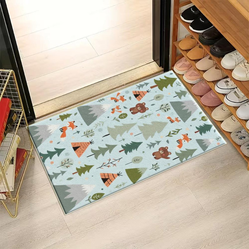 Animal & Tree Pattern Area Rug, Soft And Lightweight, Suitable For All Seasons, Easy To Maintain And Easy To Clean, Machine Washable Carpet Floor Mat, Suitable For Living Room, Bedroom, Dining Room, Balcony, Patio, Room Decor, Home Decor, Outdoor Decor