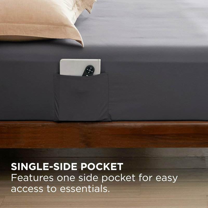 Bedsure Cotton Fitted Sheet, Dark Grey, King Fitted Sheet
