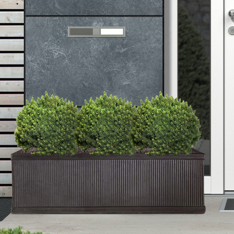 Fibreglass Planter Box, Faux Lead, 30cm H x 80cm W x 30cm D