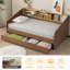 Lit de jour simple avec tablette et tête de lit tapissier 2 tiroirs Guisselle -714781692