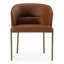 Aragon - Chaise de salle à manger moderne en cuir végétalien brun et laiton