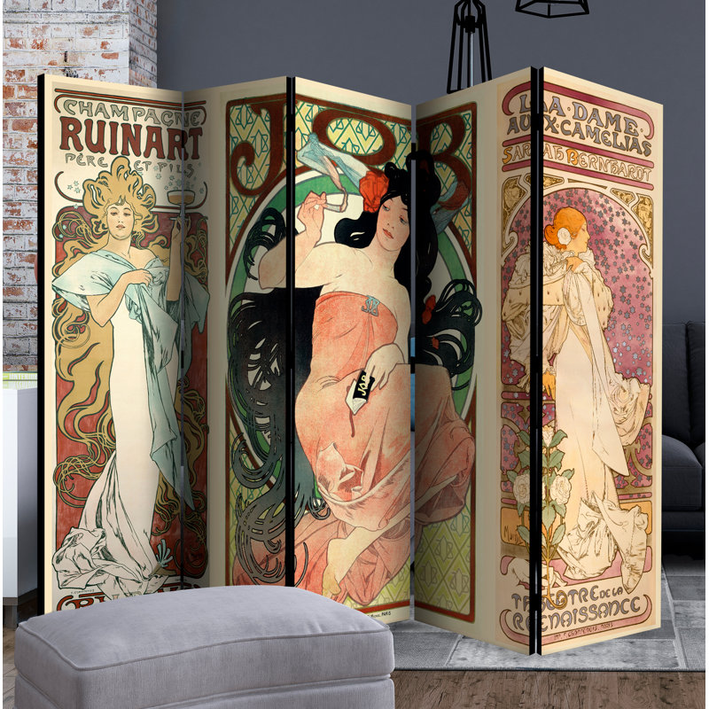 Havell 225cm W x 172cm H 5 - Panel Folding Room Divider