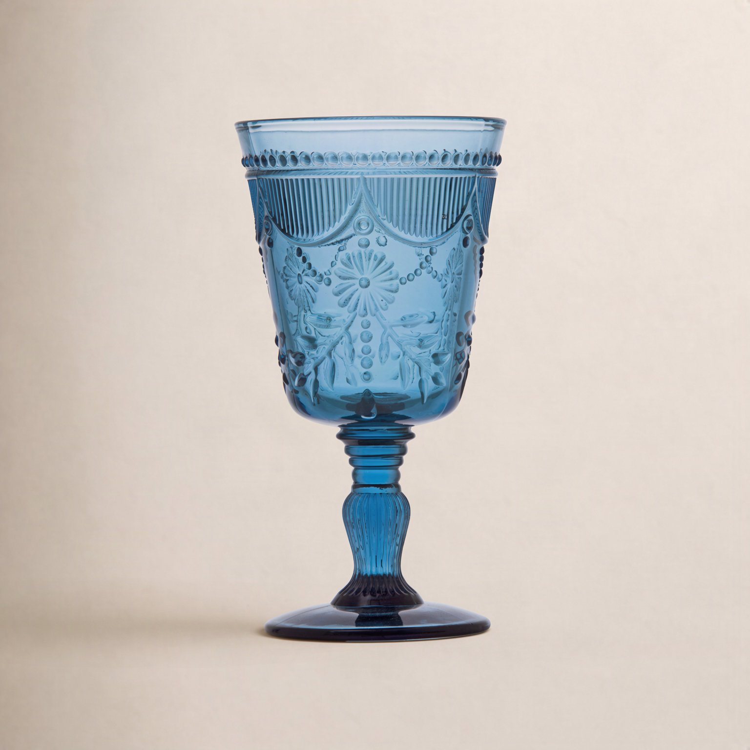 Debutante Glass Goblet, Cornflower Blue