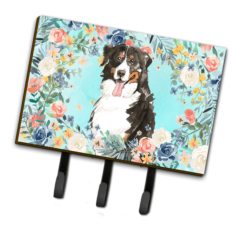 Metal Wall Organizer with Key Hooks, Bernese Mountain Dog