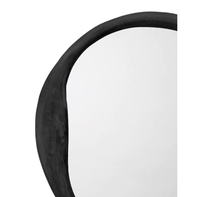 Metal, Brass Round Wall Mirror, Antique Gray , Metal