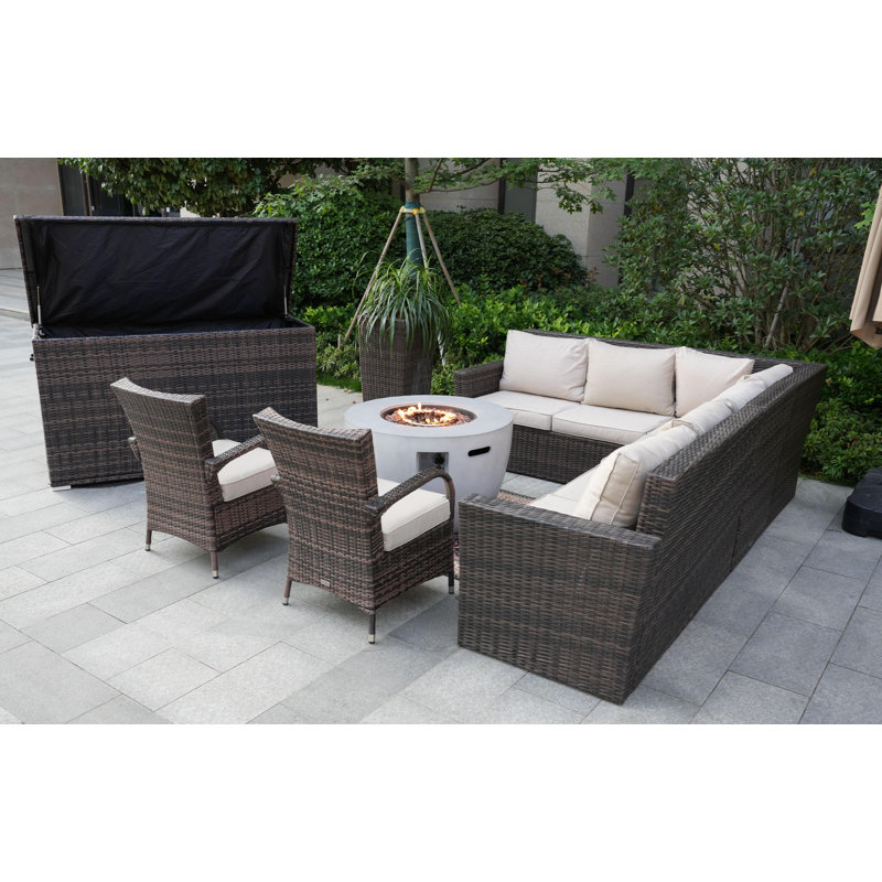 Ensemble de conversation modulaire 8 pièces avec coussins 8 pièces