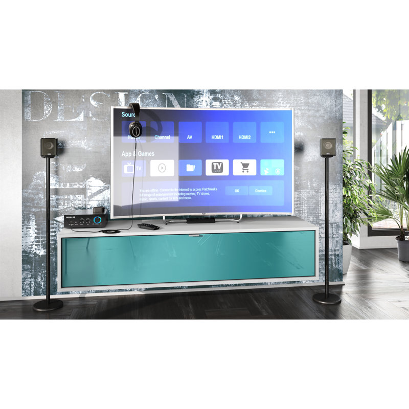 Mccaffrey Unfinished TV Stand for TVs up to 55", White/Petrol High Gloss