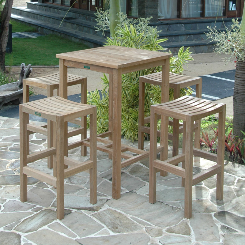 Avalon Outdoor 3 - Piece Teak Bar Height Dining Set, (No Cushion)