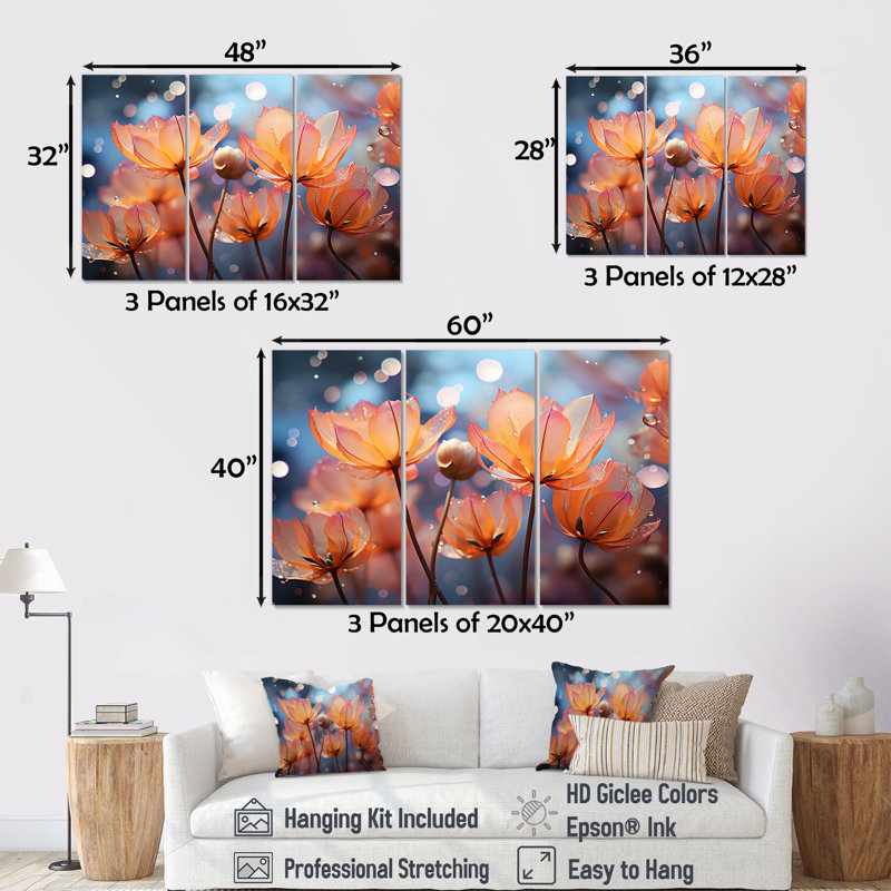 «Colorful - Tulipes», ensemble d'art mural sur toile, H 32 po x l 48 po x P 1 po