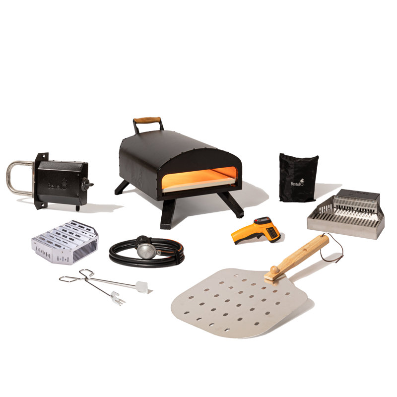 Bertello Wood Fire & Gas Outdoor Pizza Oven Stainless Steel Countertop Pizza Oven