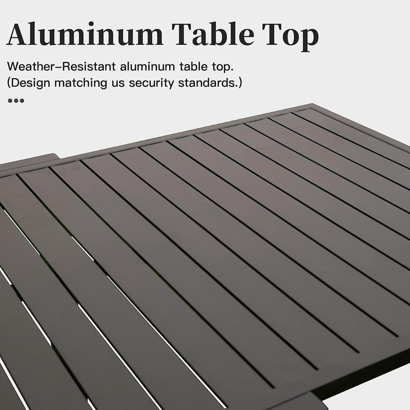 Grande table de patio en métal en aluminium, réglable de 53 à 106 po pour 6 à 8 personnes, table de salle à manger rectangulaire foncé