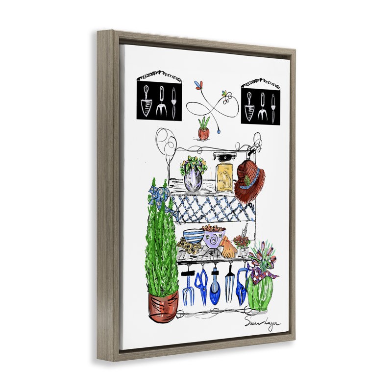 Cadre flottant Spring Gardening, par Susan Lugar, Cadre flottant orme Montalcino, H 31 po x l 25 po