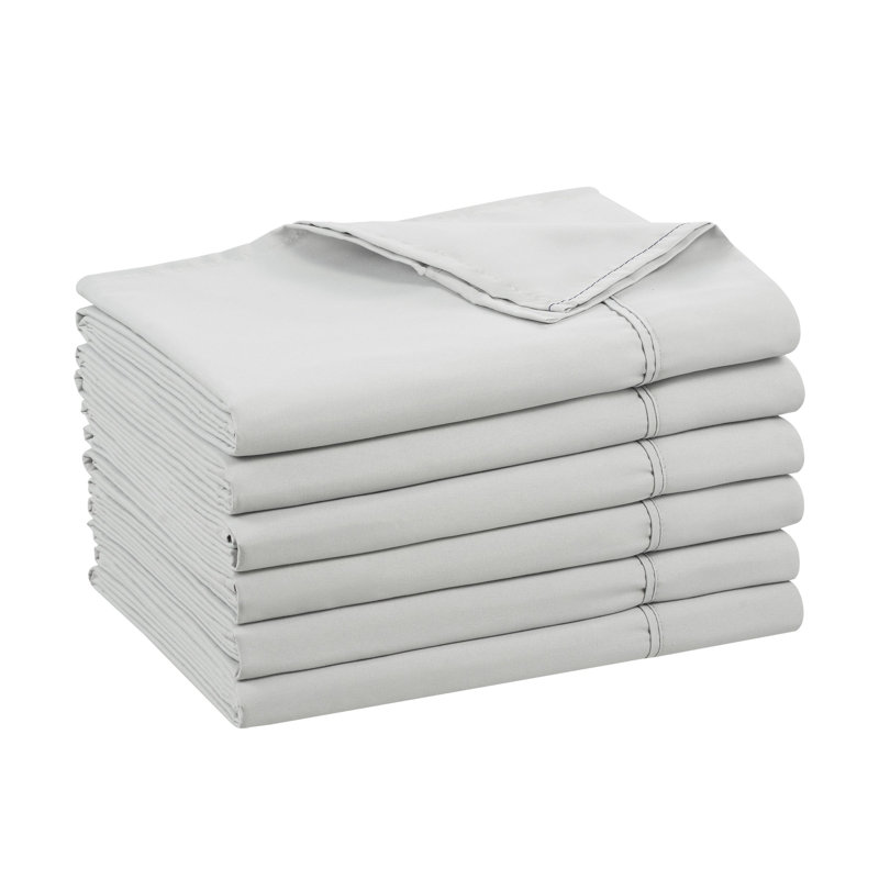 Host & Home Soft Brushed Hypoallergenic Microfiber Flat Sheets - Pack of 6, Gray, Queen Flat Sheet