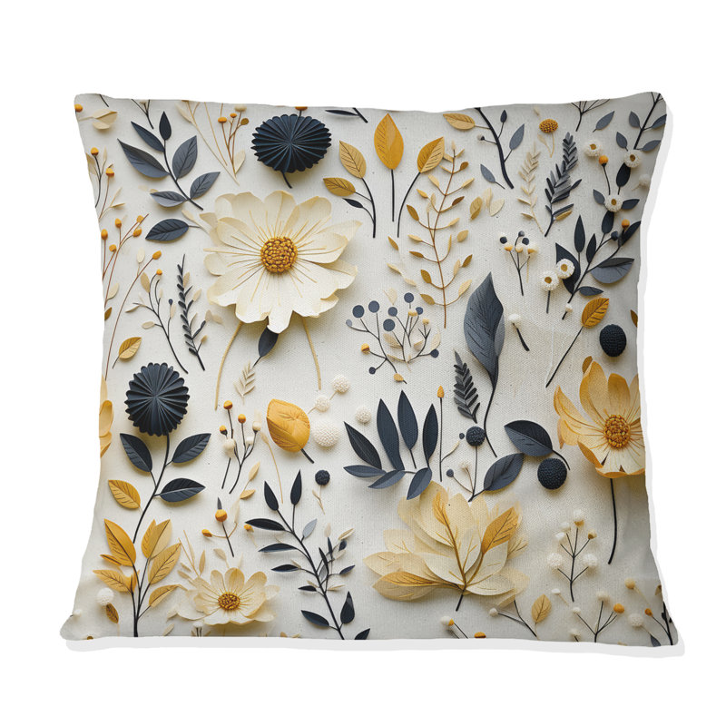 Coussin décoratif à motif de fougère nomade beige I Urban, H 16 po x l 16 po