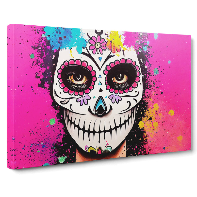 XXX-H1022-WF-8512X Sugar Skull Woman - Wrapped Canvas Print, 40cm H x 60cm W x 3cm D