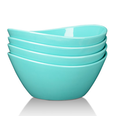 Set of 4 Large Porcelain Serving Bowls - 42oz 8 Inch Deep Ceramic Bowls for Salad, Soup, Pasta, Ramen, Cereal - Durable, Microwave & Dishwasher Safe Dinnerware - White
