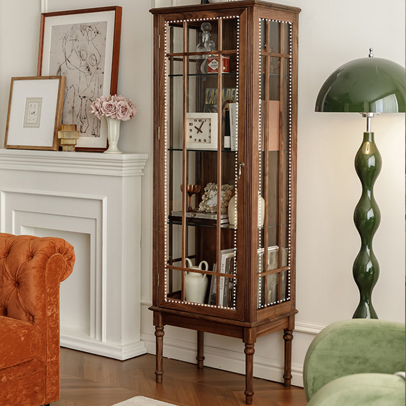 Black Walnut Color Tempered Glass + Solid Wood Display Cases