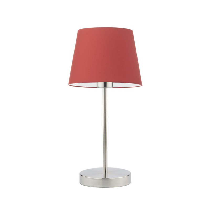 Arsens Metal Table Lamp, Red, Brushed Steel