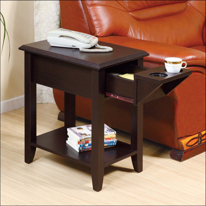 Mariby End Table with Storage, Red Cocoa