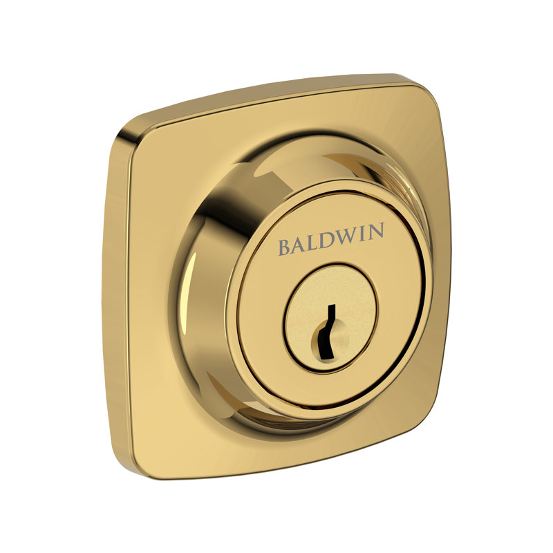 Soft Square Deadbolt Single Cylinder Deadbolt in Lifetime (PVD) Polished Brass, Lifetime (PVD) Polished Brass