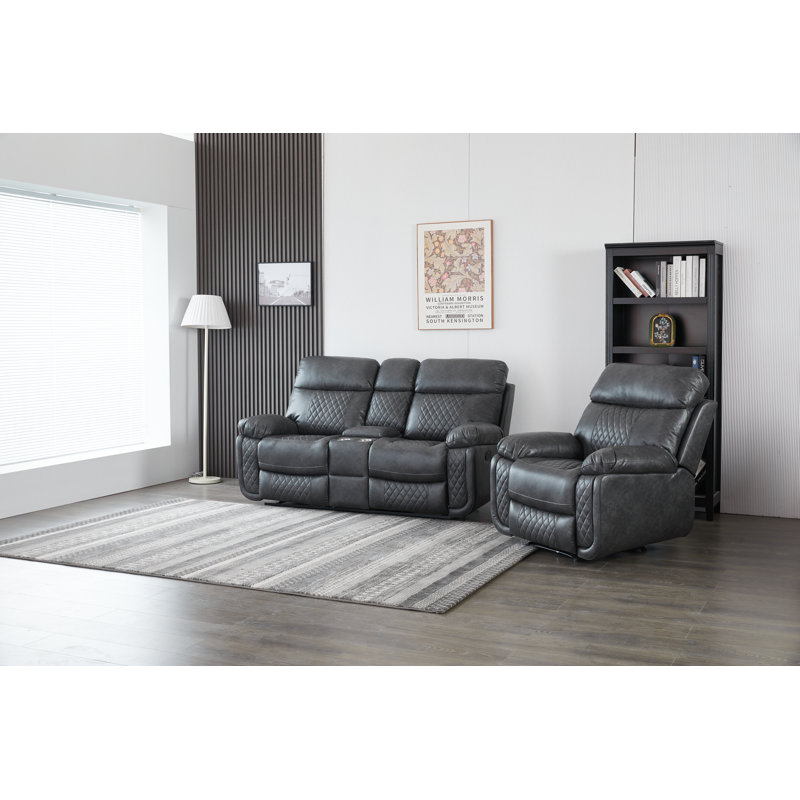 Ensemble de salon inclinable 2 pièces Billington, Gris