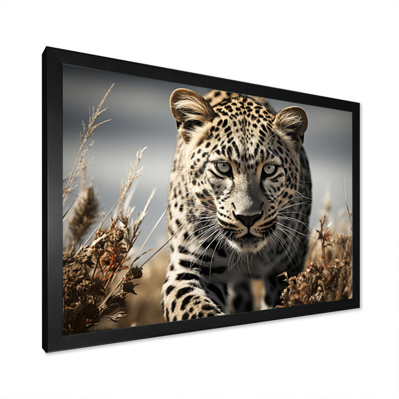 Portrait de guépard élégant - impression, H 12 po x l 20 po x P 1 po, Cadre photo noir