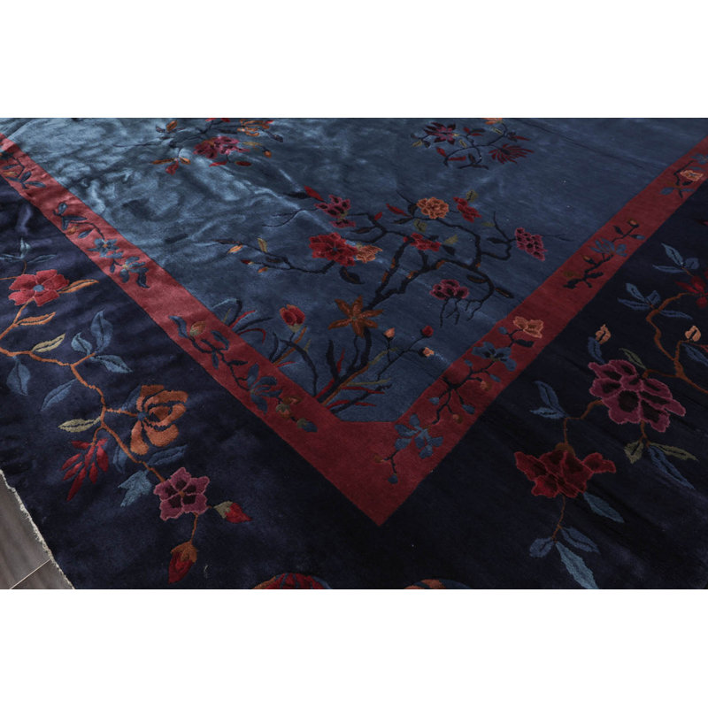 Tapis bleu unique de 10 pi x 13 pi 6 po
