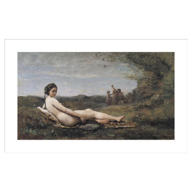 Repose par Jean-Baptiste-Camille Corot - Impression Giclée sur cadre, H 26,52 po x l 41,5 po