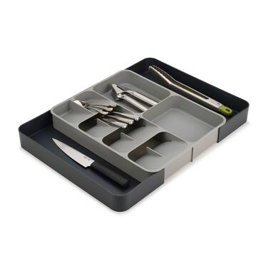 Kitchen Details 15.75-in x 5.71-in Gray Plastic Drawer Organizer in the  Drawer Organizers department at